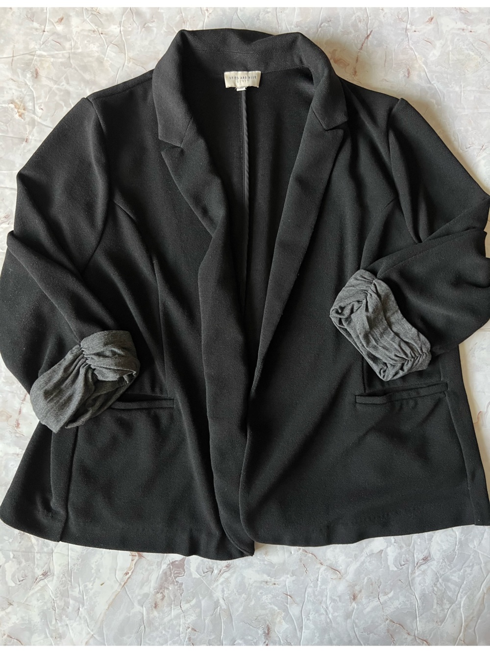 Skies Are Blue Curvy Black Soft Structured Minimalist Open Front Cardigan 3XL